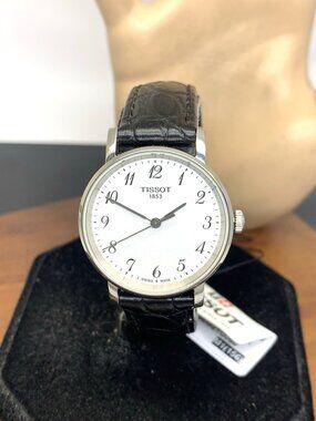 Tissot Women's Watch Swiss Quartz Silver Dial Black Leather Strap T1092101603200